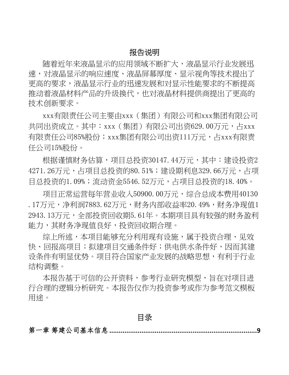 杭州关于成立液晶显示材料公司可行性研究报告(DOC 87页)_第2页