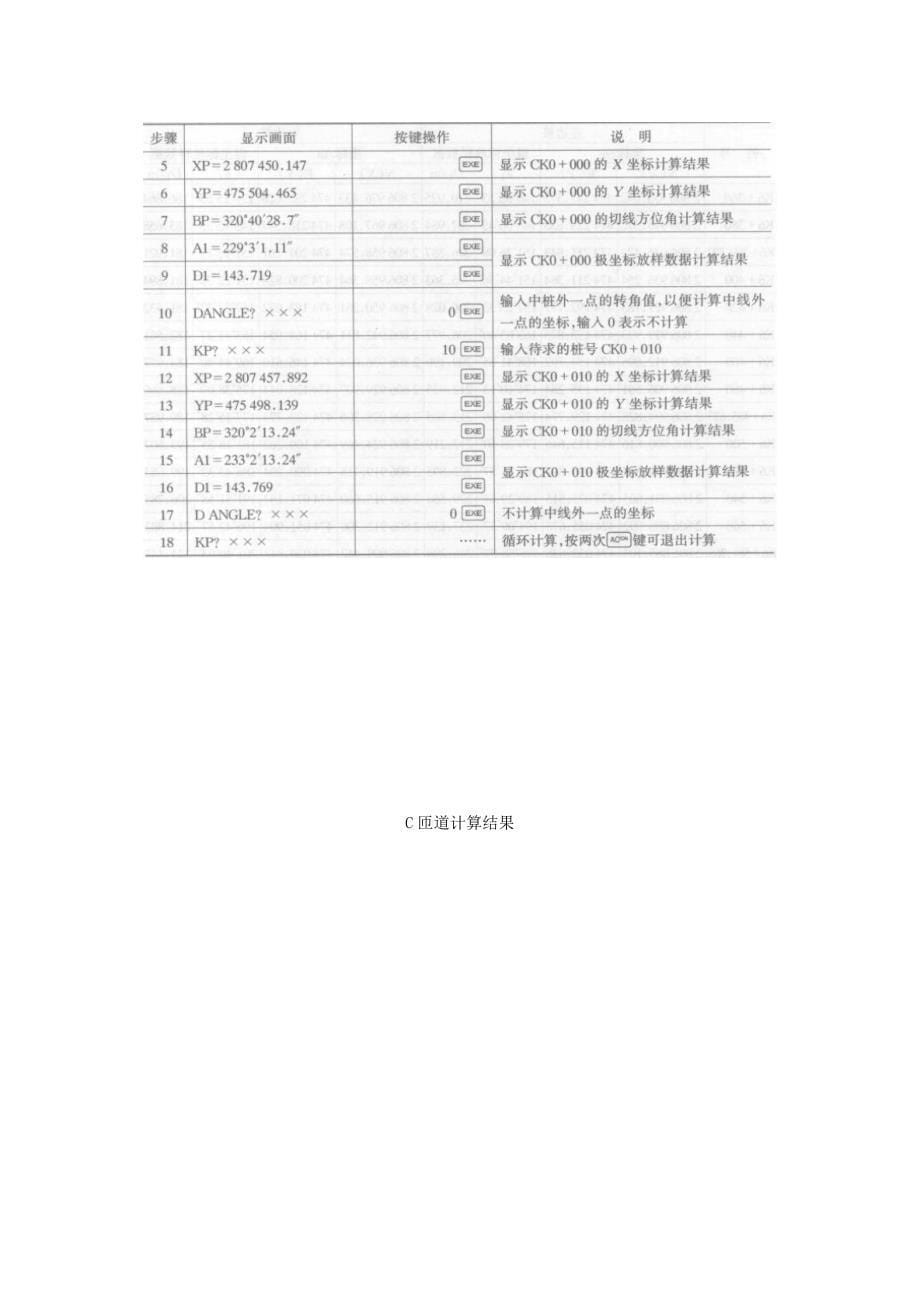 CASIOfx5800P计算与道路坐标放样计算Word_第5页