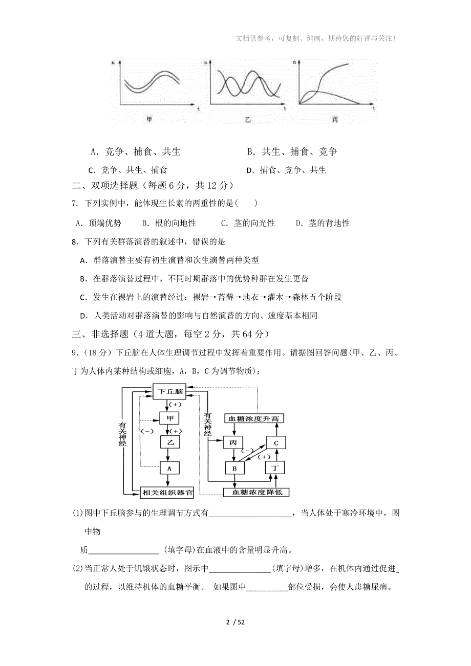 高二生物月考试卷_第2页