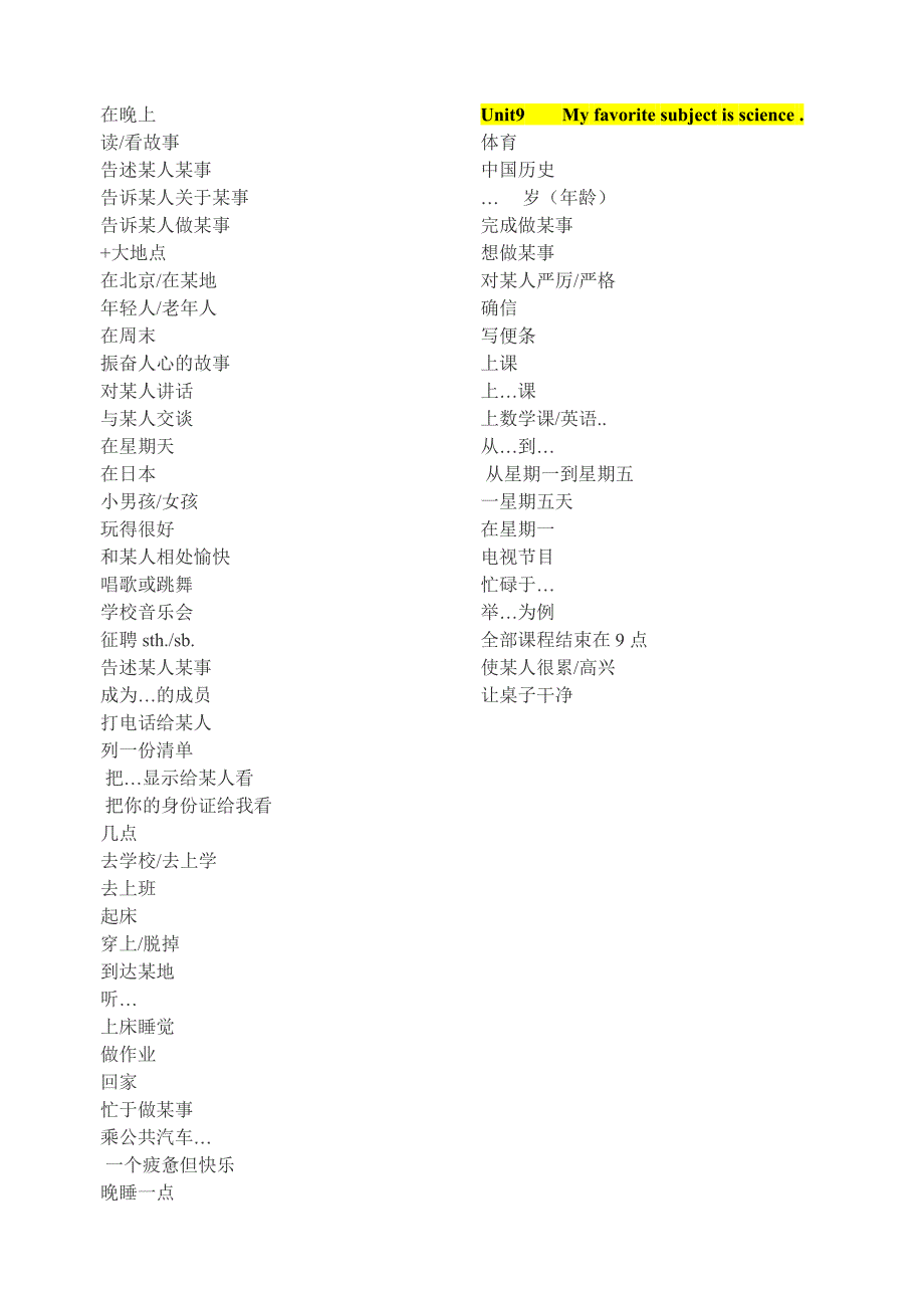 新目标七年级英语上册词组与短语_第4页