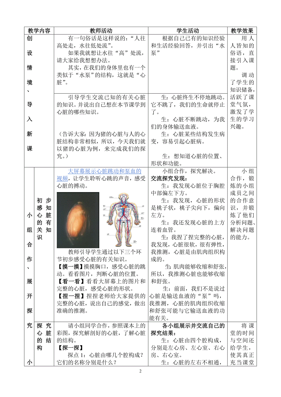 输送血液的泵——心脏_教学设计.doc_第2页