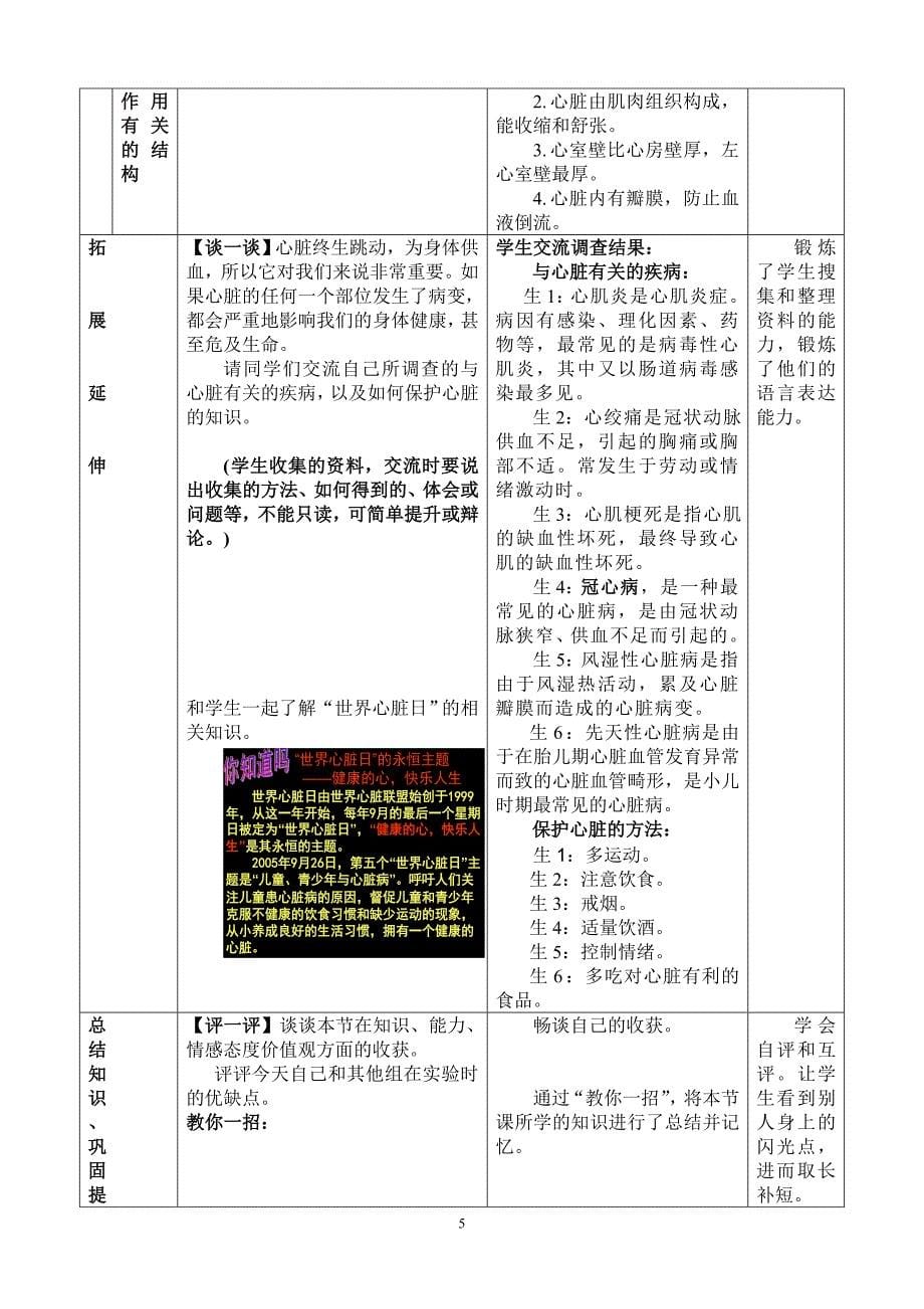 输送血液的泵——心脏_教学设计.doc_第5页