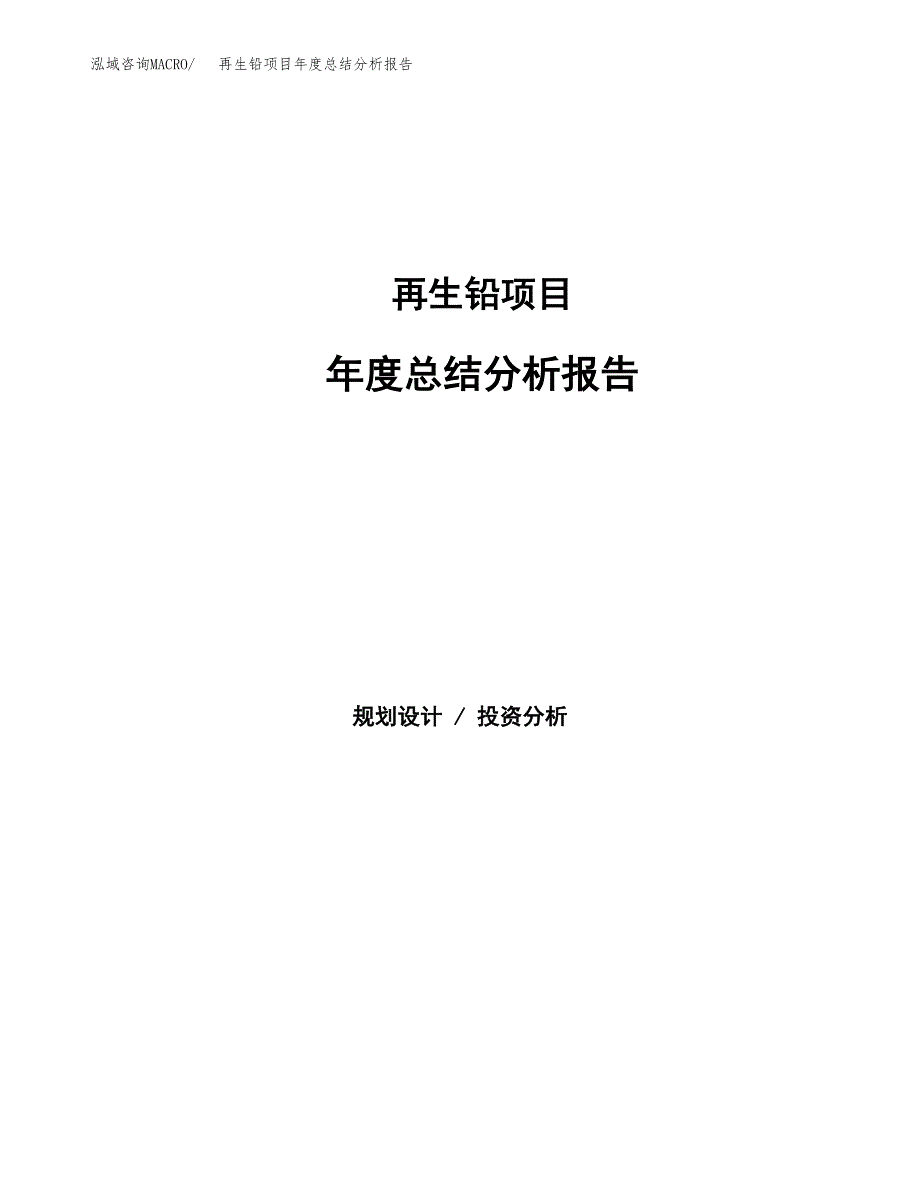 再生铅项目年度总结分析报告范文模板.docx_第1页