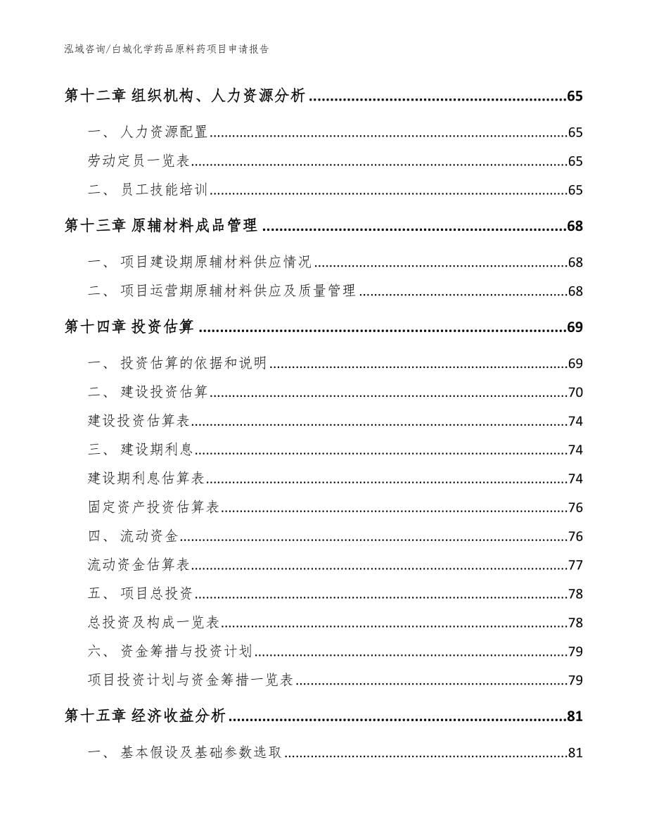 白城化学药品原料药项目申请报告模板范文_第5页