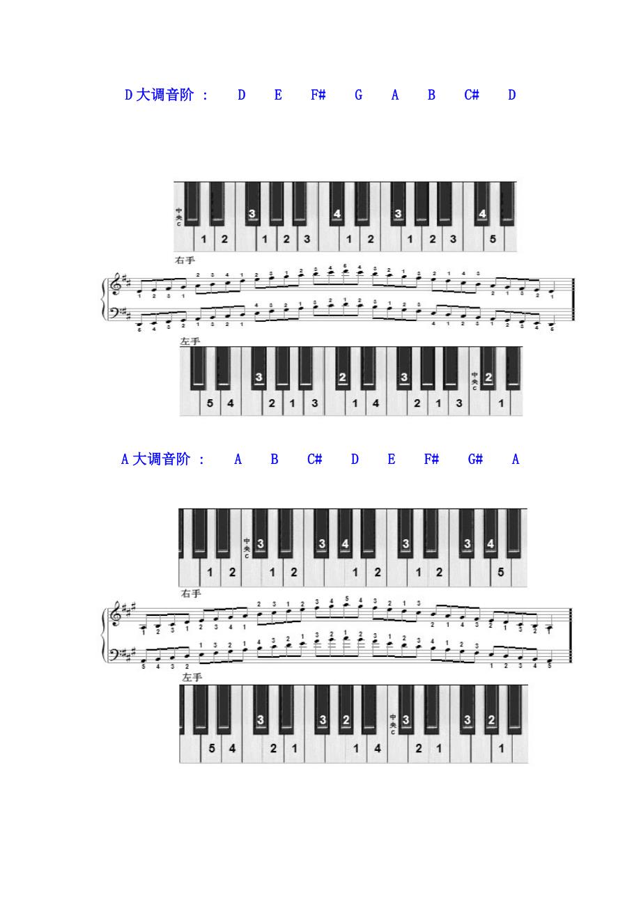 十二个大调的音阶及其左右手的指法图示_第2页