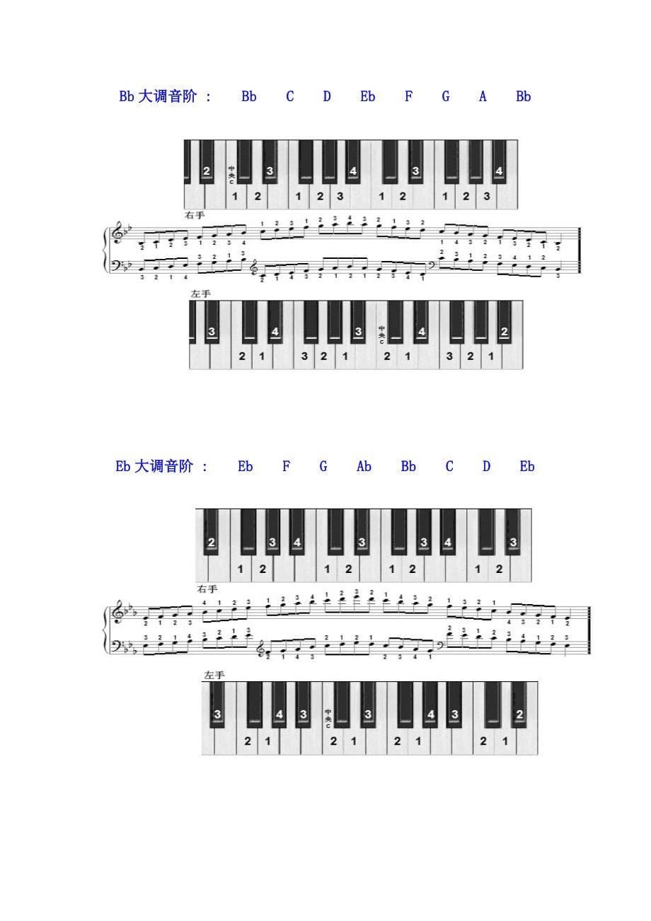 十二个大调的音阶及其左右手的指法图示_第5页