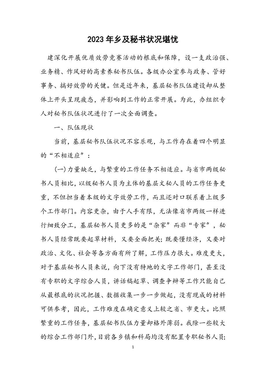 2023年乡及秘书状况堪忧.DOCX_第1页