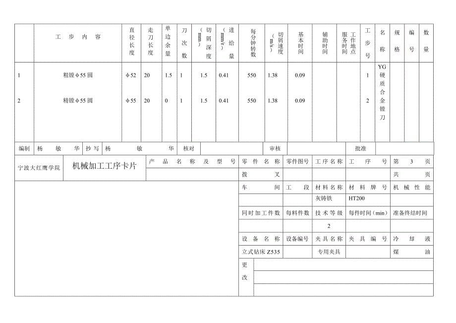 CA车床拨叉型号工艺规程及专用夹具设计_第5页