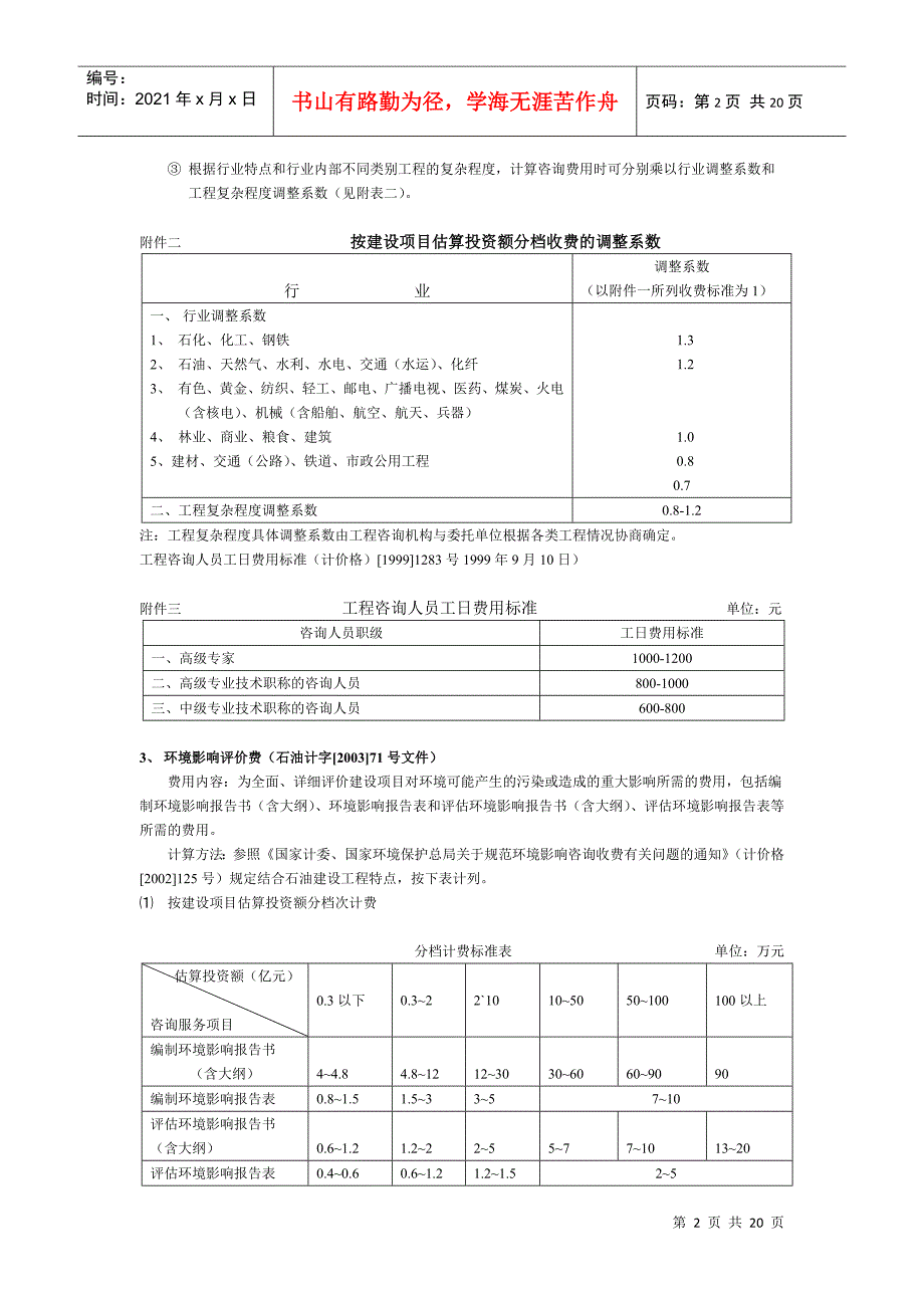 投资估算其他费用计算(中石化规定)_第2页