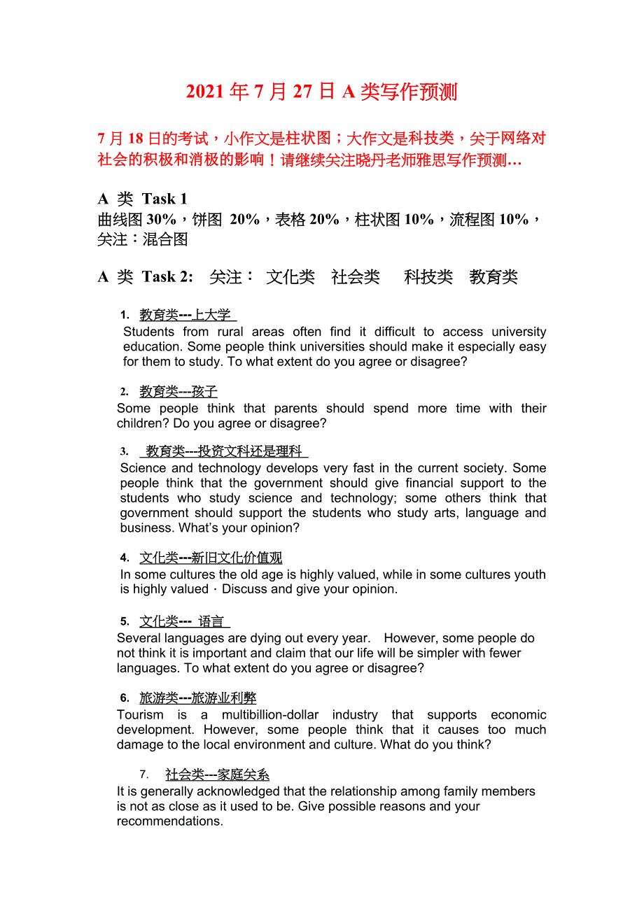 7月27日雅思A类预测-_第1页