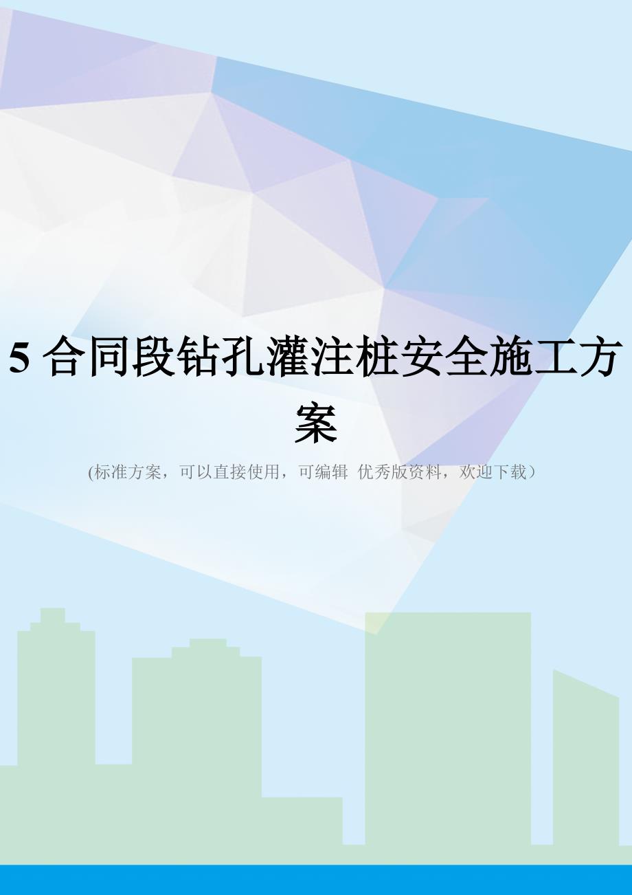 合同段钻孔灌注桩安全施工方案_第1页