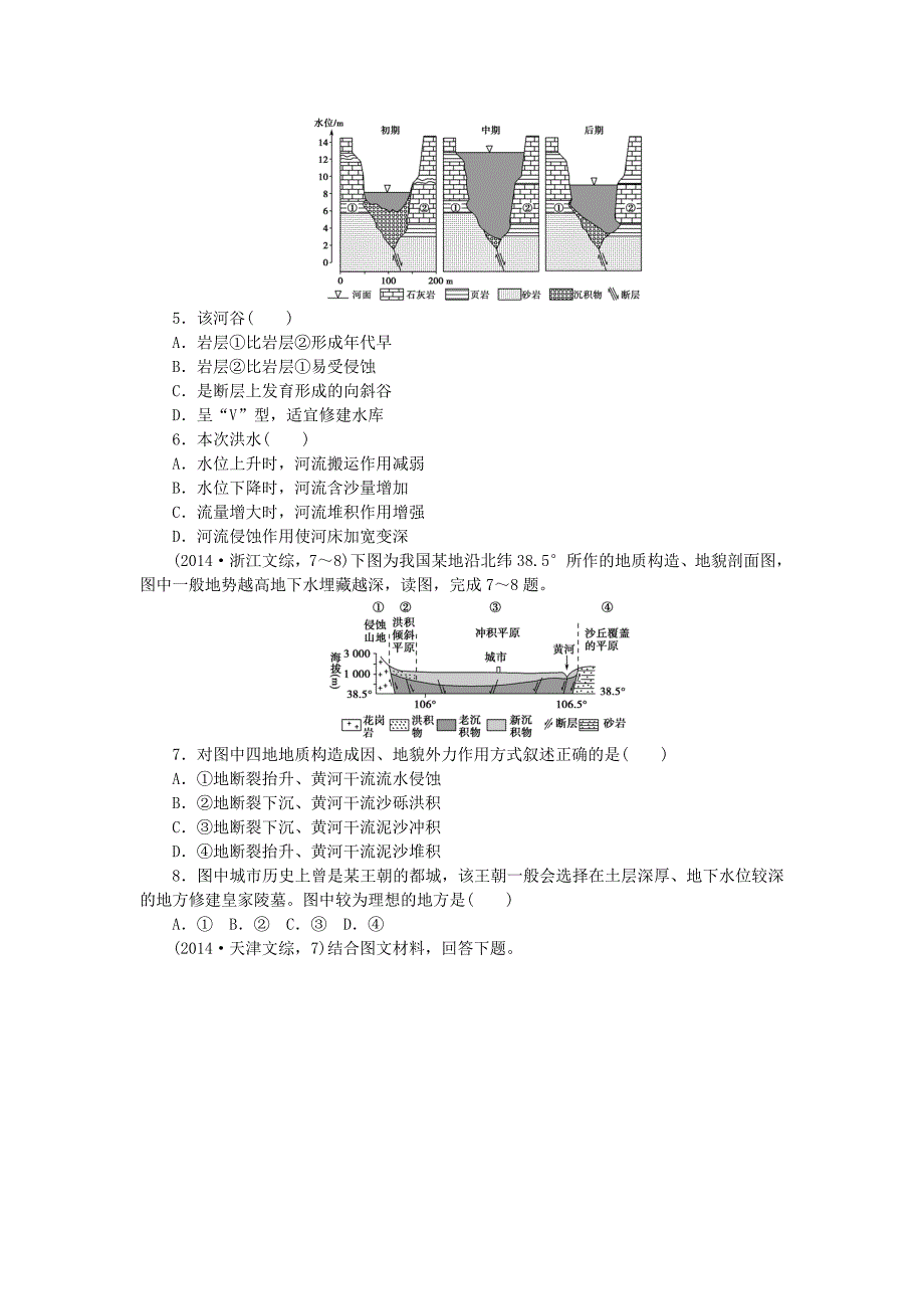 2016高考地理复习考点10外力作用与河流地貌的发育练习_第2页