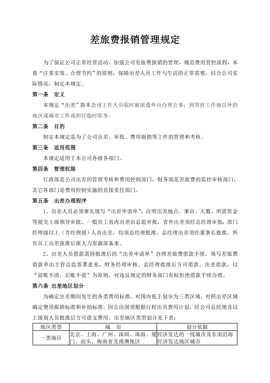 企业差旅报销管理规定_第1页