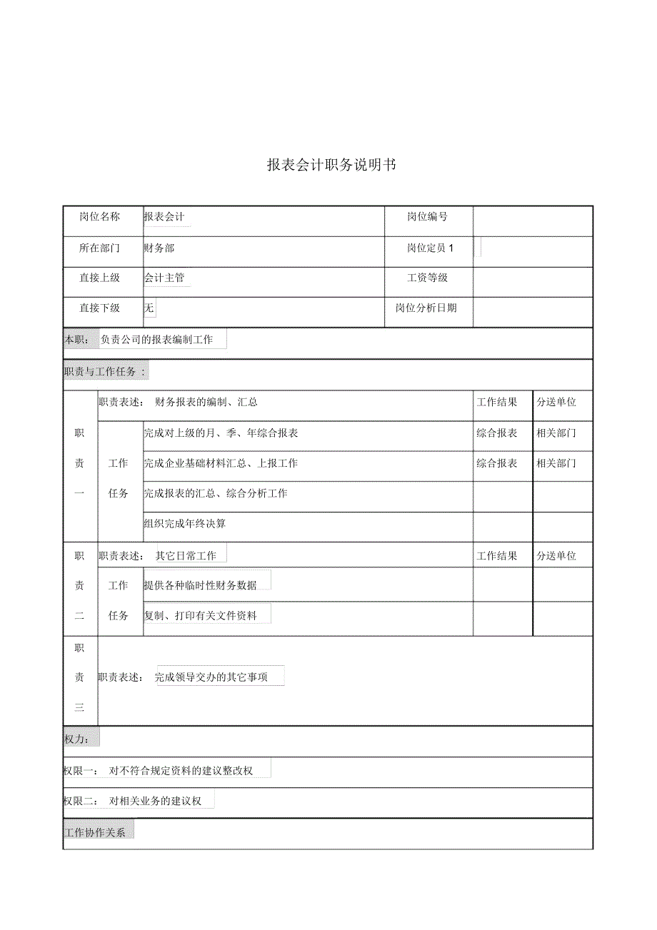 财务部报表会计岗位描述_第1页