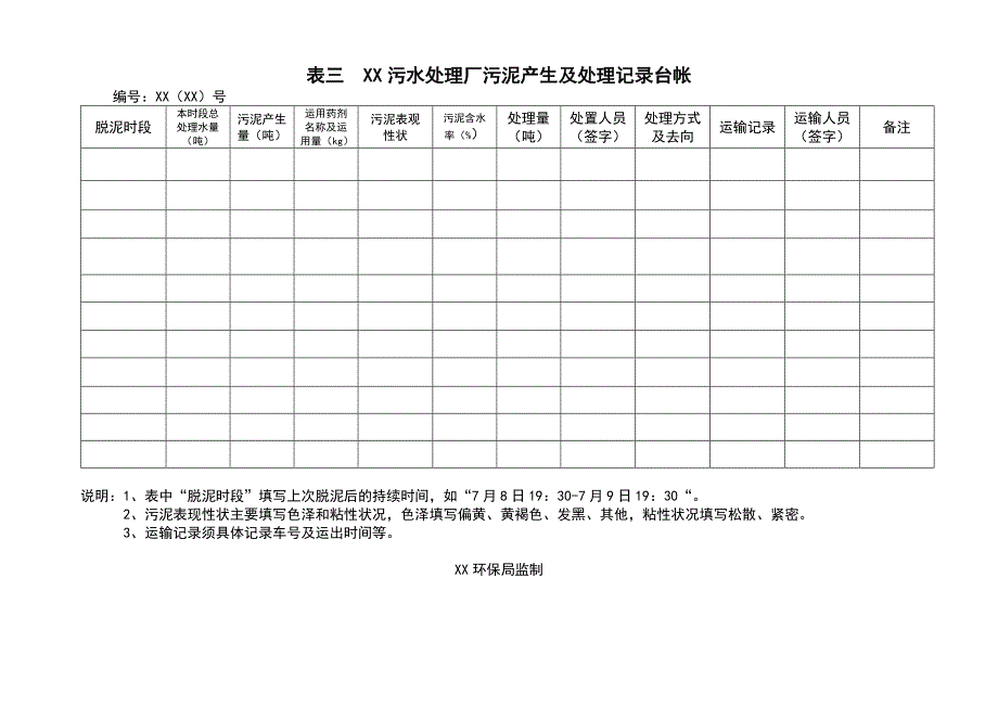 污水处理厂台帐和原始记录表格格式_第3页