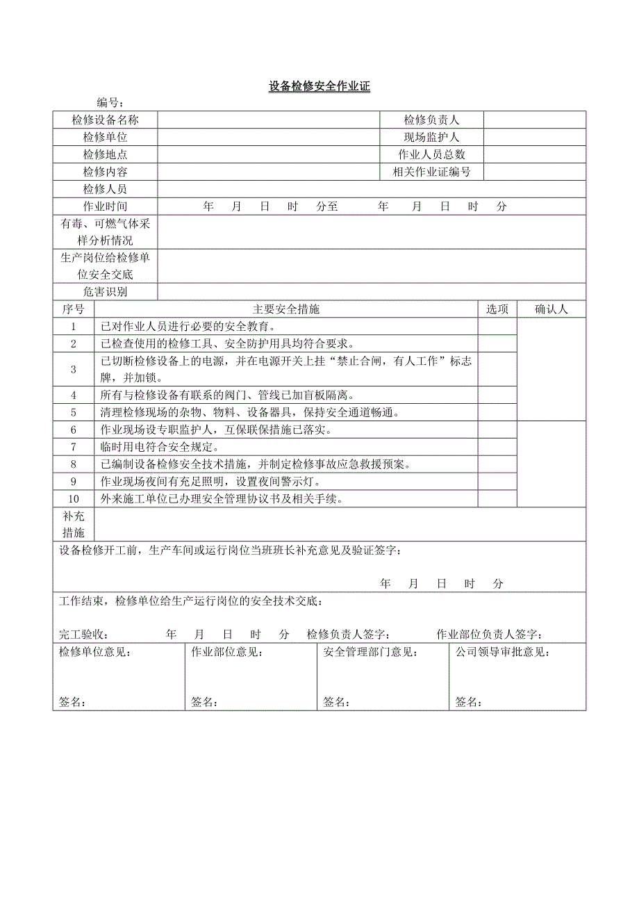 设备检维修作业管理制度附作业许可证新增_第4页