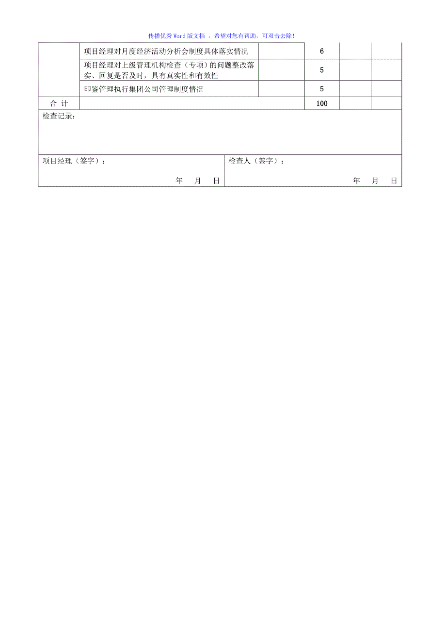 项目管理检查评分表(2016)Word版_第3页