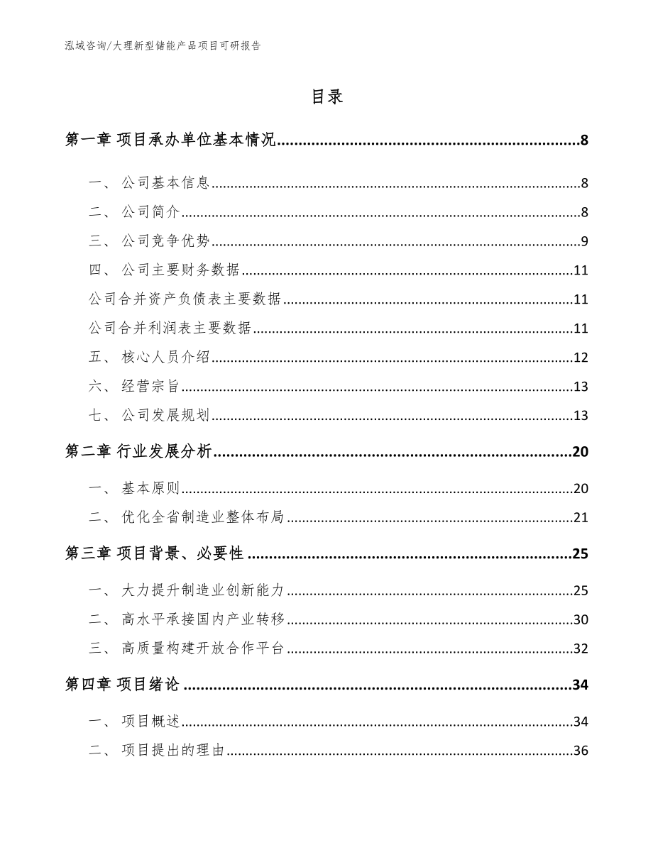 大理新型储能产品项目可研报告【模板范本】_第2页