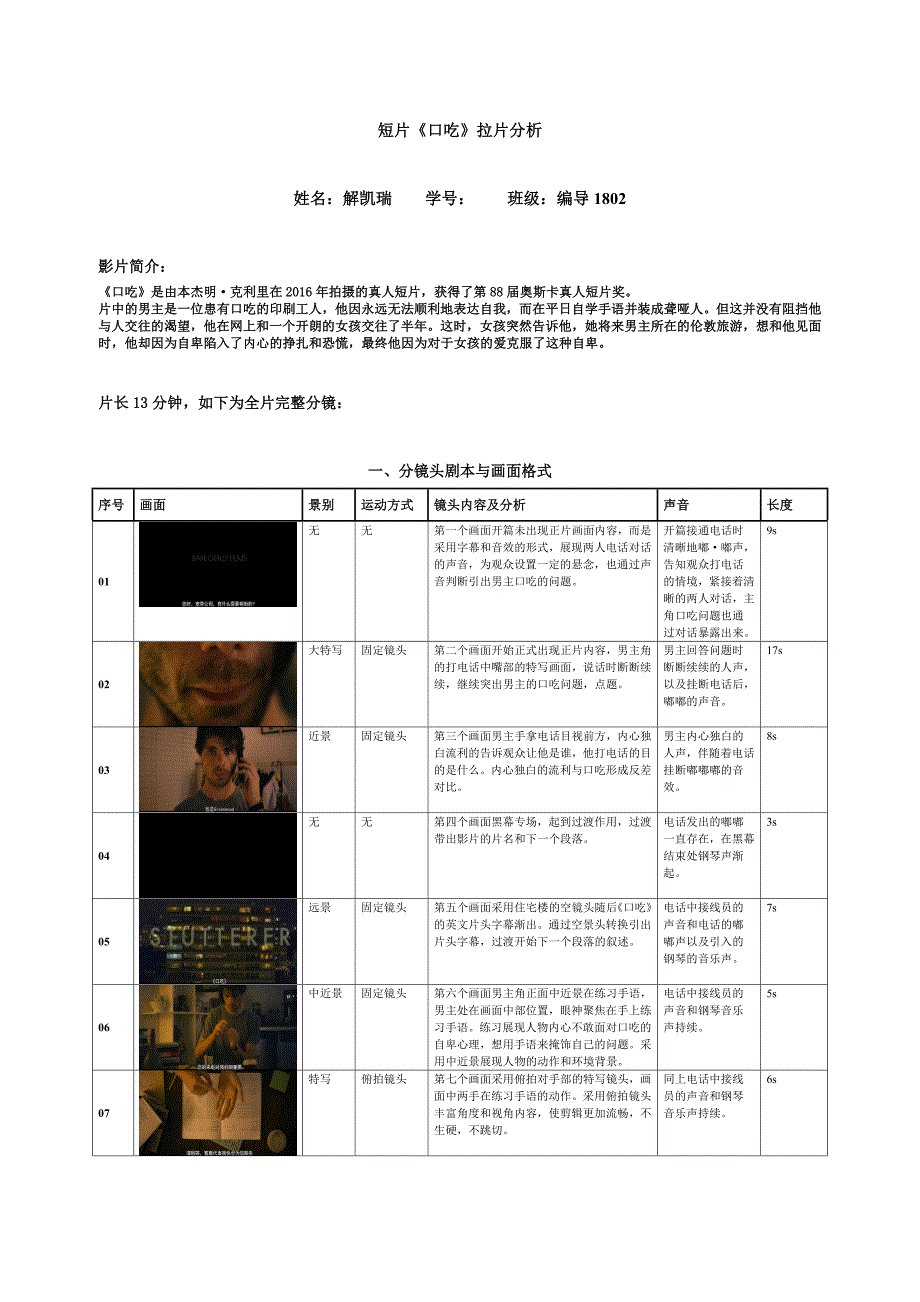 《口吃》拉片分析_第1页