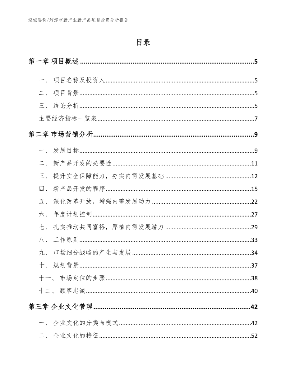 湘潭市新产业新产品项目投资分析报告模板范本_第1页