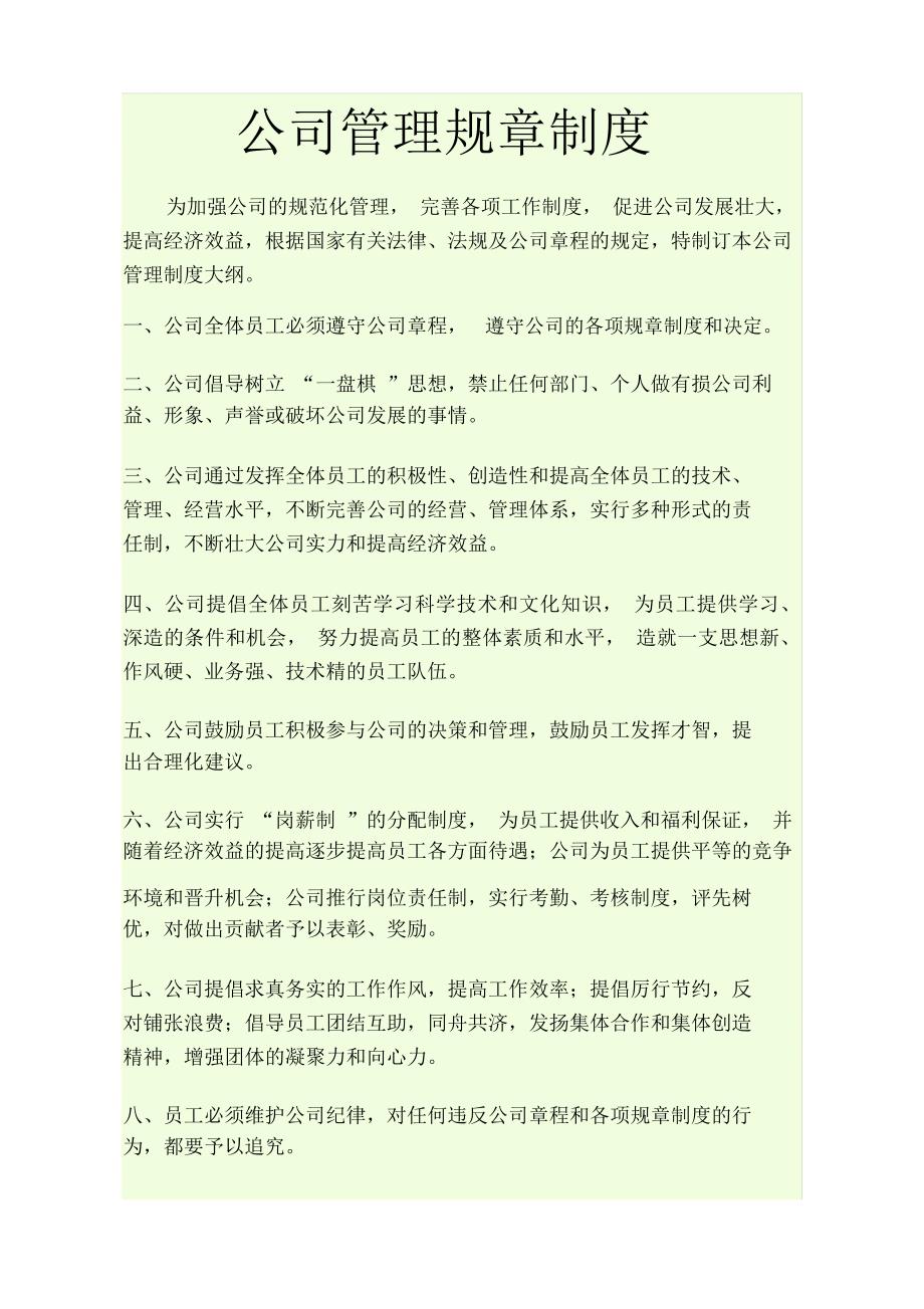 公司管理规章制度上墙版面_第1页