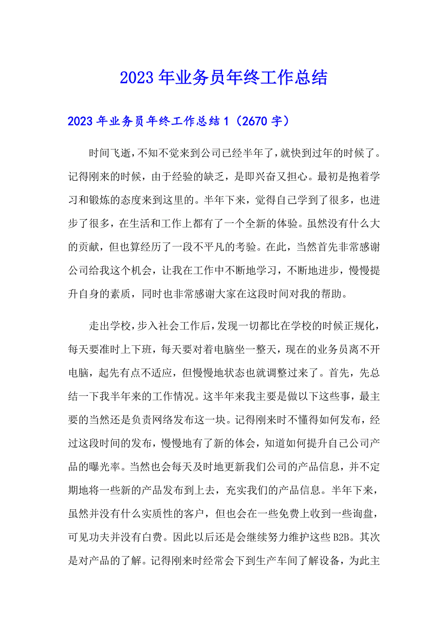 2023年业务员年终工作总结3（精选模板）_第1页