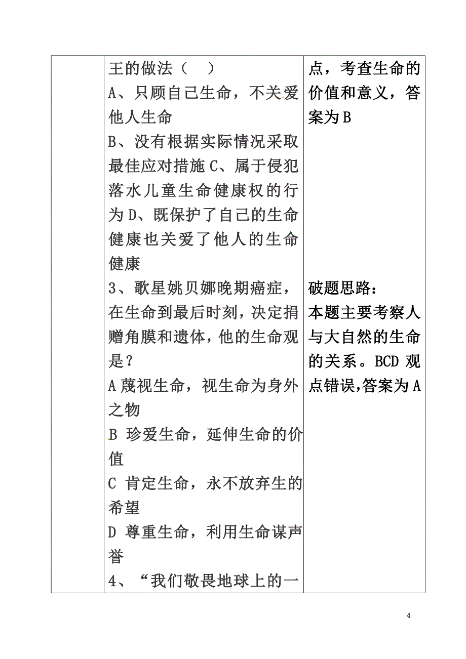 陕西省山阳县2021届九年级中考政治法律教育专题复习生命教育学案_第4页