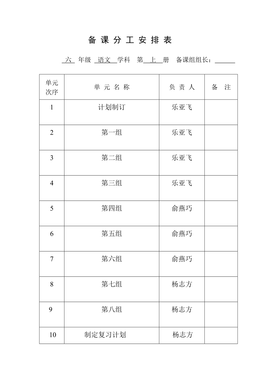 (俞燕巧)六年级语文上册备课_第2页