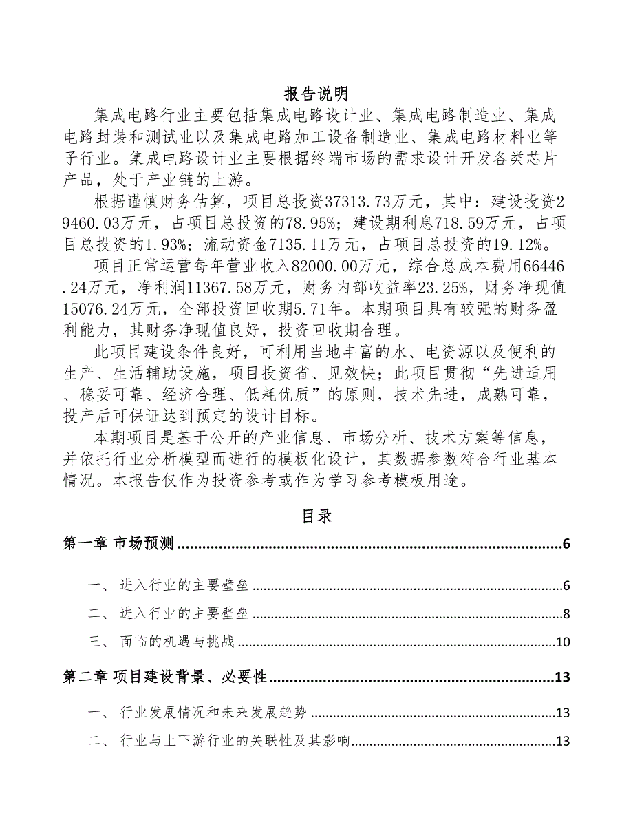福州处理器芯片项目可行性研究报告(DOC 46页)_第1页