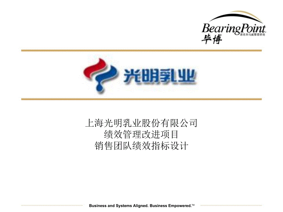 上海光明乳业股份有限公司绩效管理改进项目销售团队绩效指标设计[共57页]_第1页