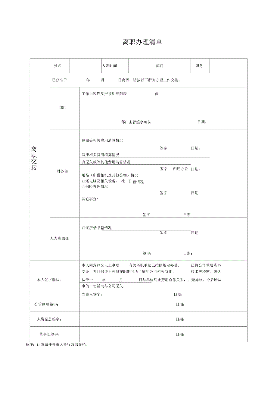 员工离职手续所需表格(全套)_第3页