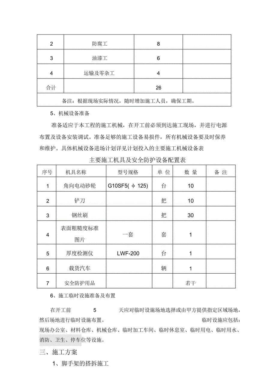 设备框架除锈刷漆施工方案_第5页