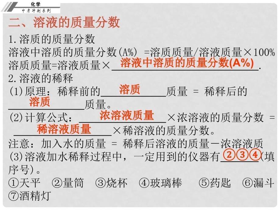 中考化学总复习 第十二章 溶液 溶液的浓度（课堂本）课件_第5页