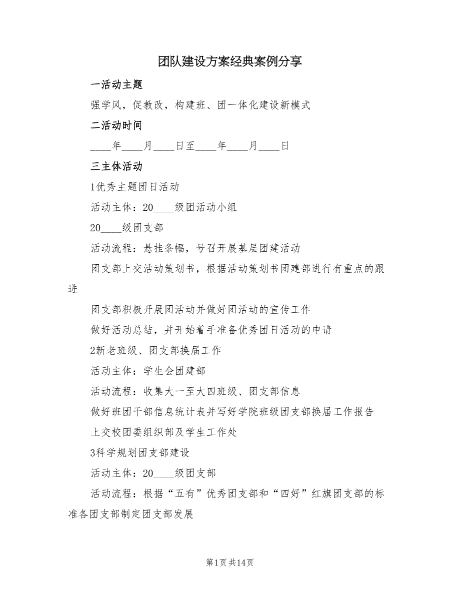 团队建设方案经典案例分享（4篇）_第1页