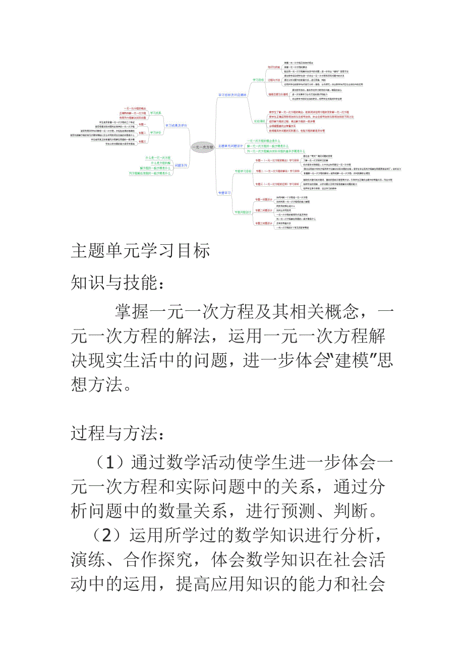 初中数学一元一次方程单元教学设计以及思维导图_第4页