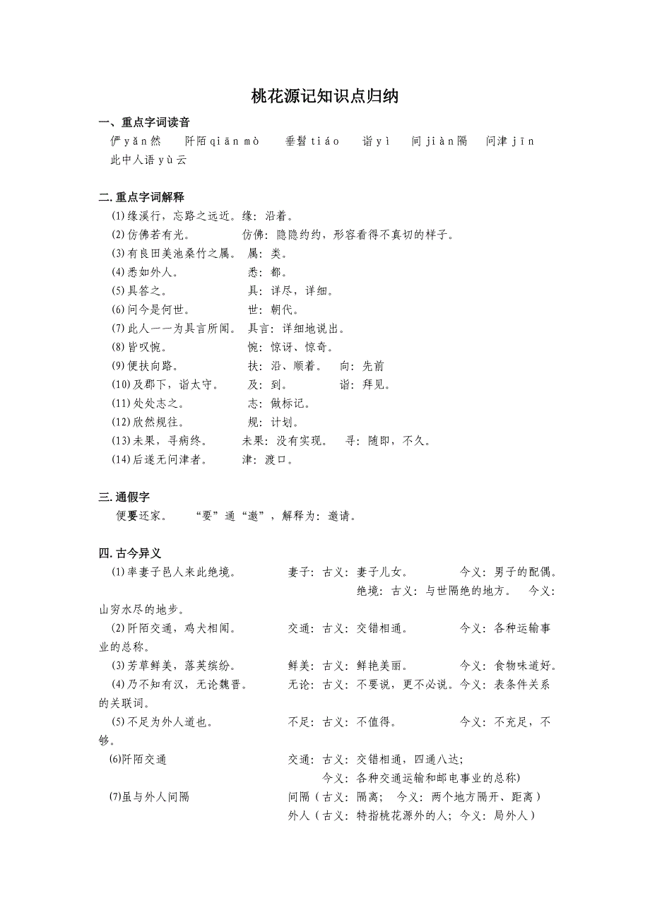 桃花源记知识点归纳_第1页