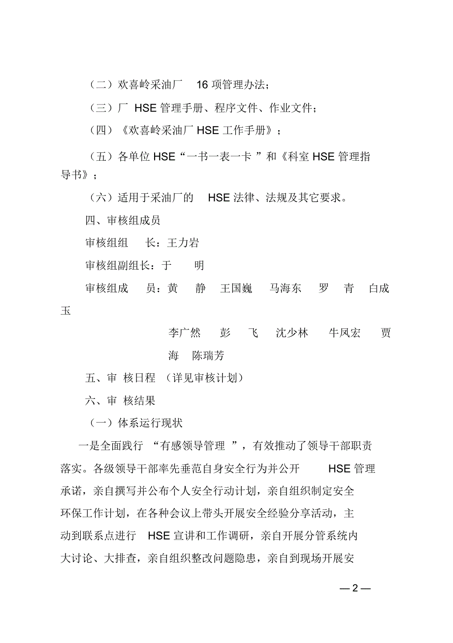 上半年HSE管理体系专项审核报告_第2页