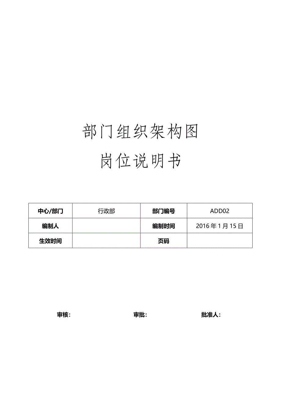 物业公司行政部岗位说明书.doc_第1页