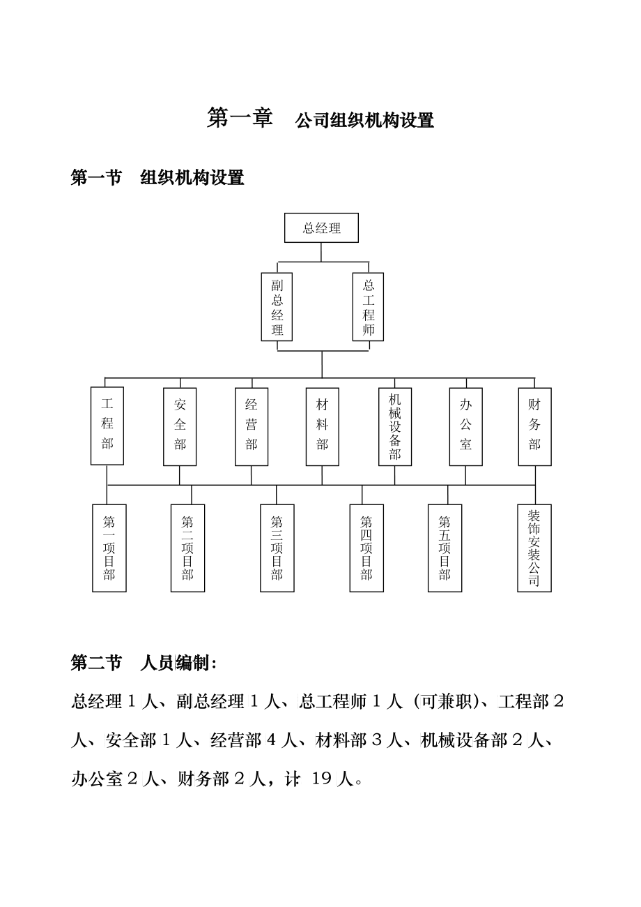 某建筑工程公司组织机构设置与管理制度汇编_第1页