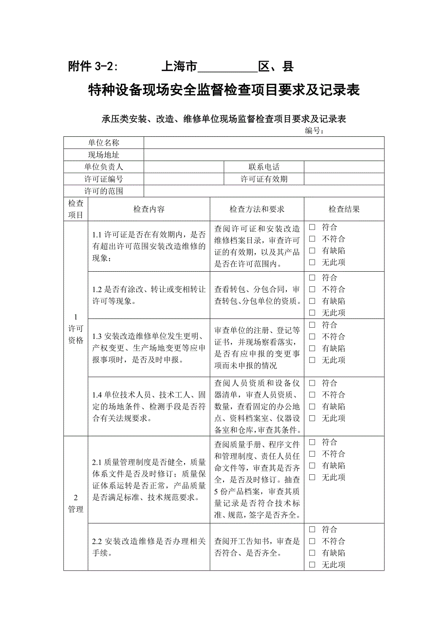 特种设备现场安全监督检查项目要求及记录表_第3页