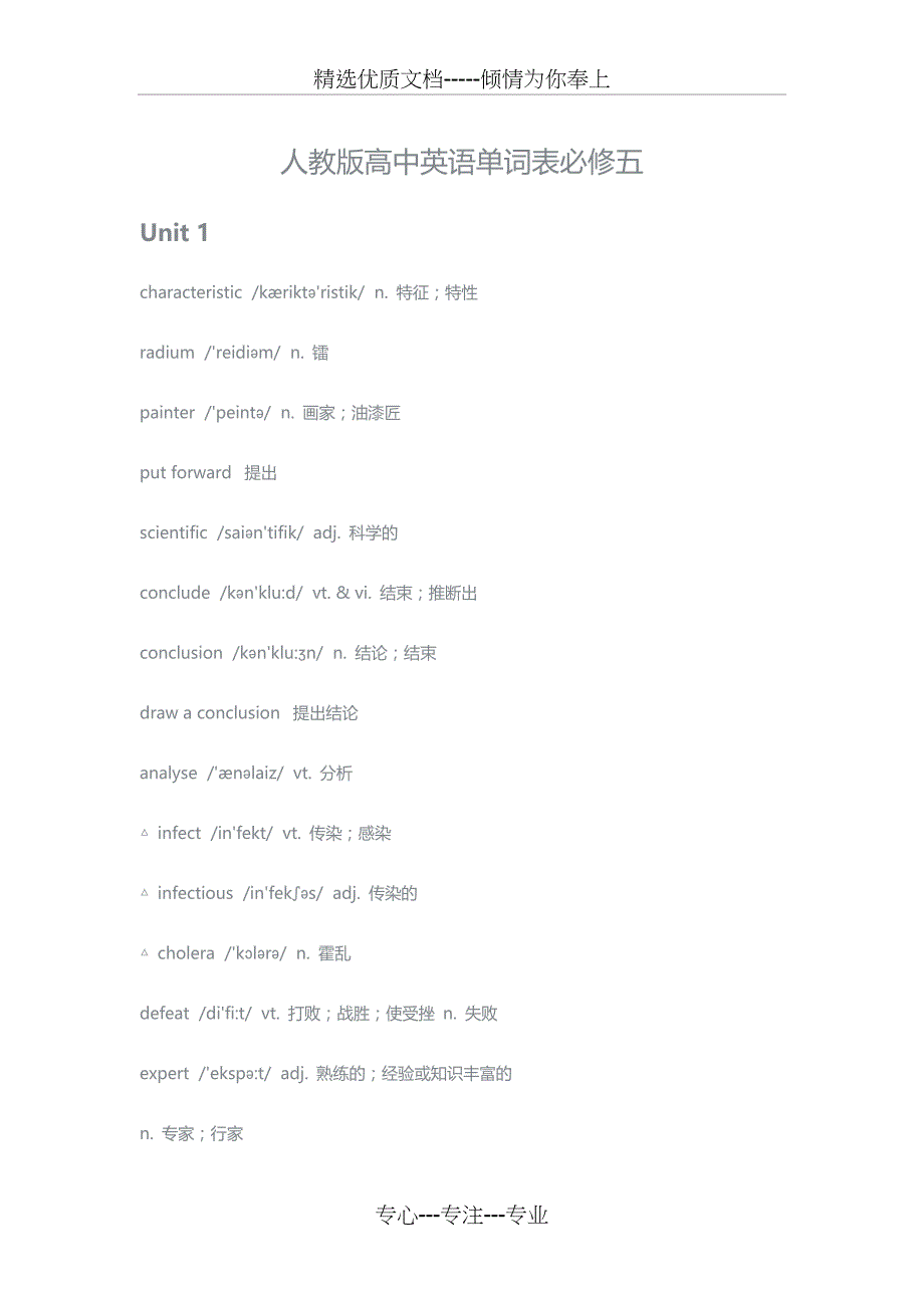 人教版高中英语单词表必修五-带音标_第1页