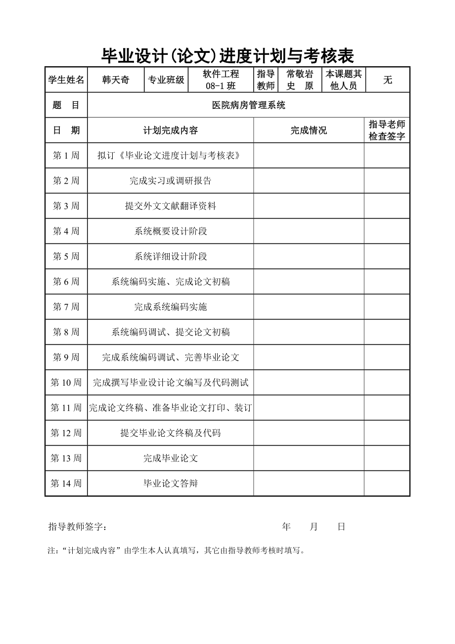 医院病房管理系统毕业设计（论文）_第4页