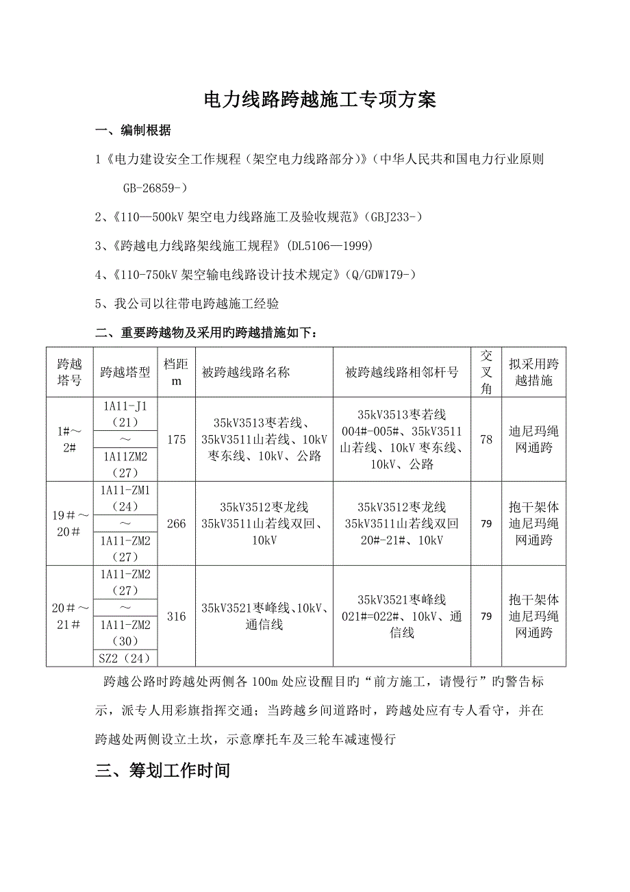 110KV线路跨越综合施工专项专题方案_第1页