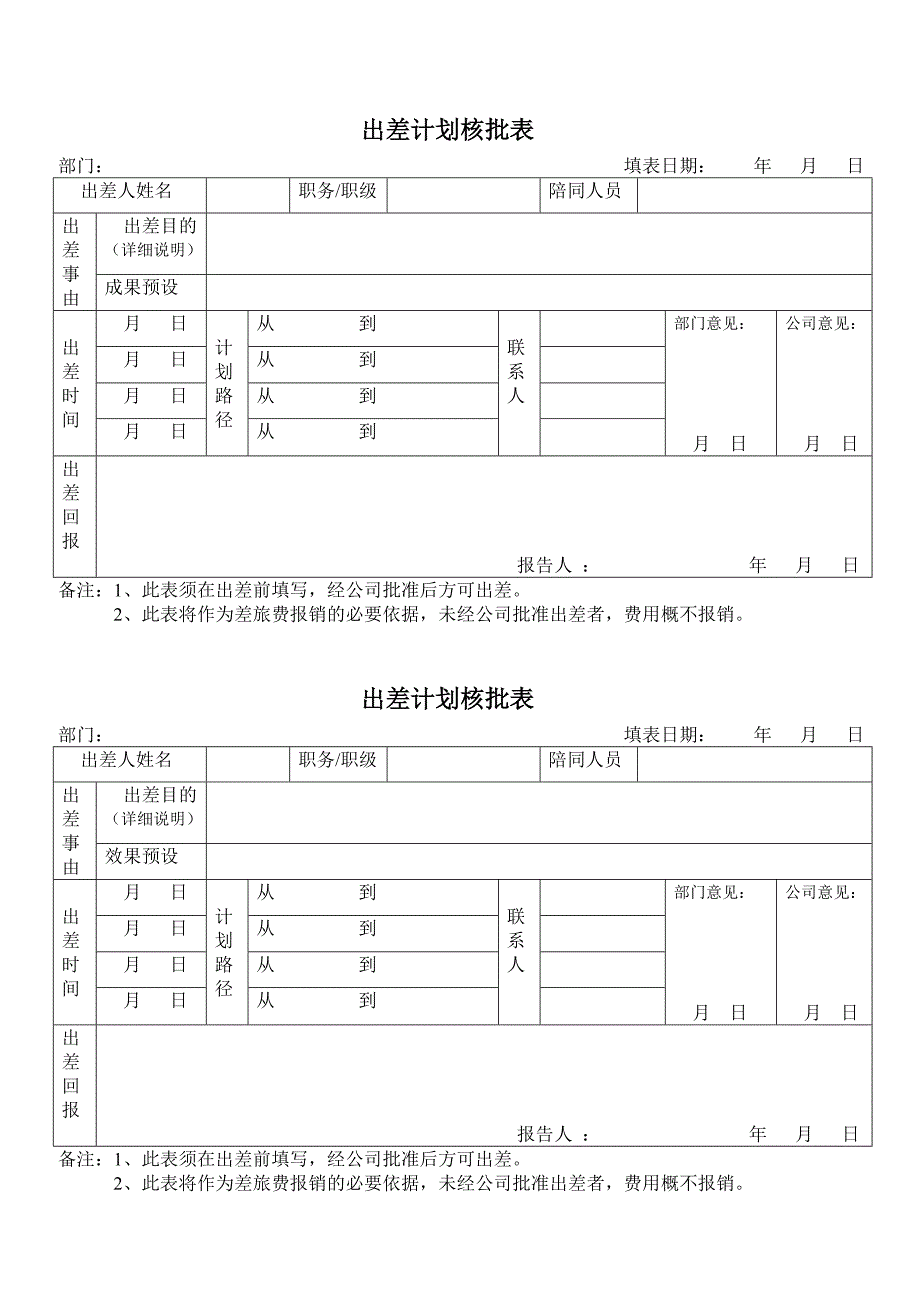 出差计划核批表_第1页