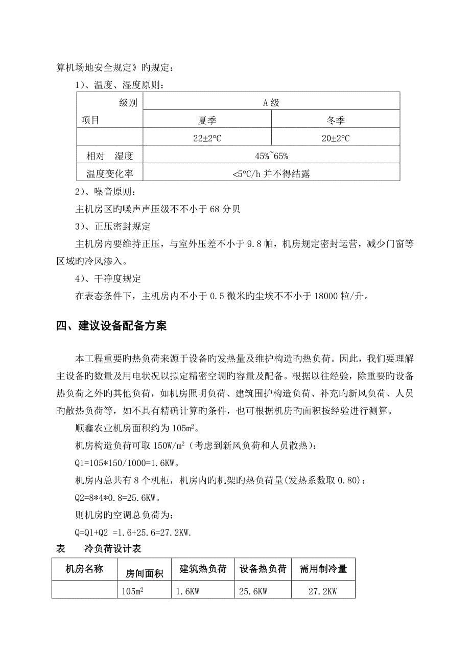 顺鑫农业机房空调改造专项项目空调安装专题方案_第5页