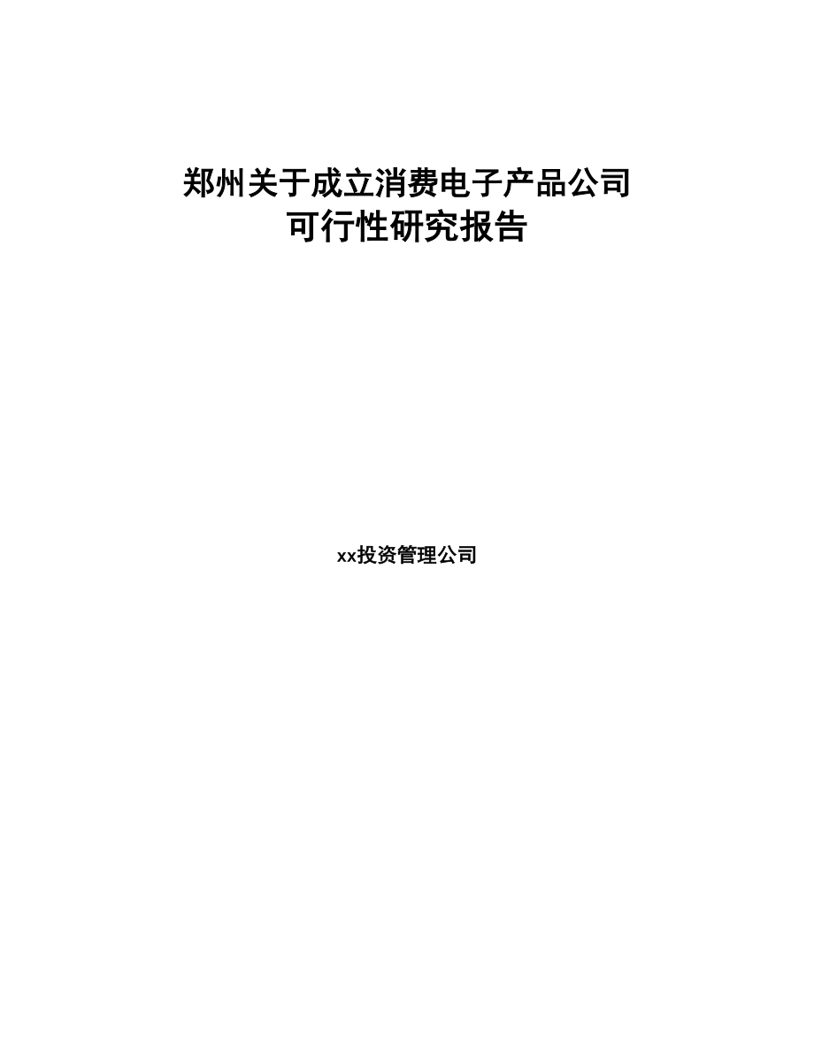 郑州关于成立消费电子产品公司可行性研究报告(DOC 82页)_第1页