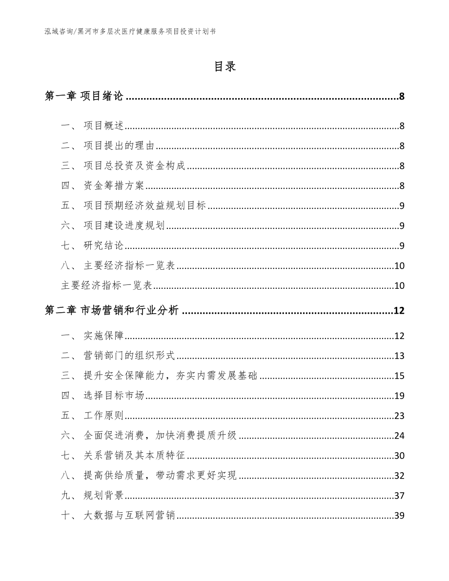 黑河市多层次医疗健康服务项目投资计划书_第2页