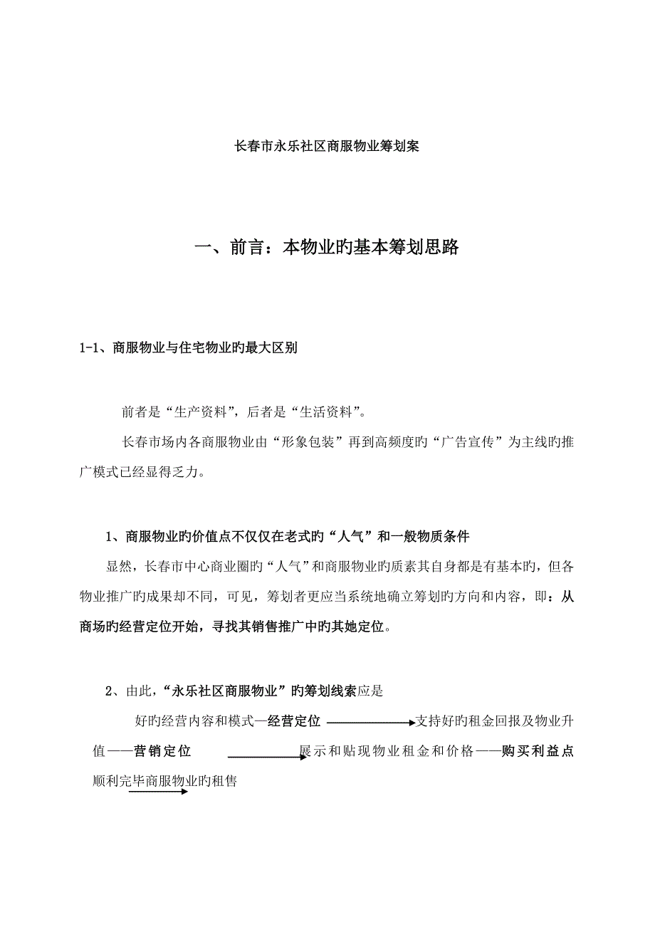 长市永乐小区商服物业专题策划案_第1页