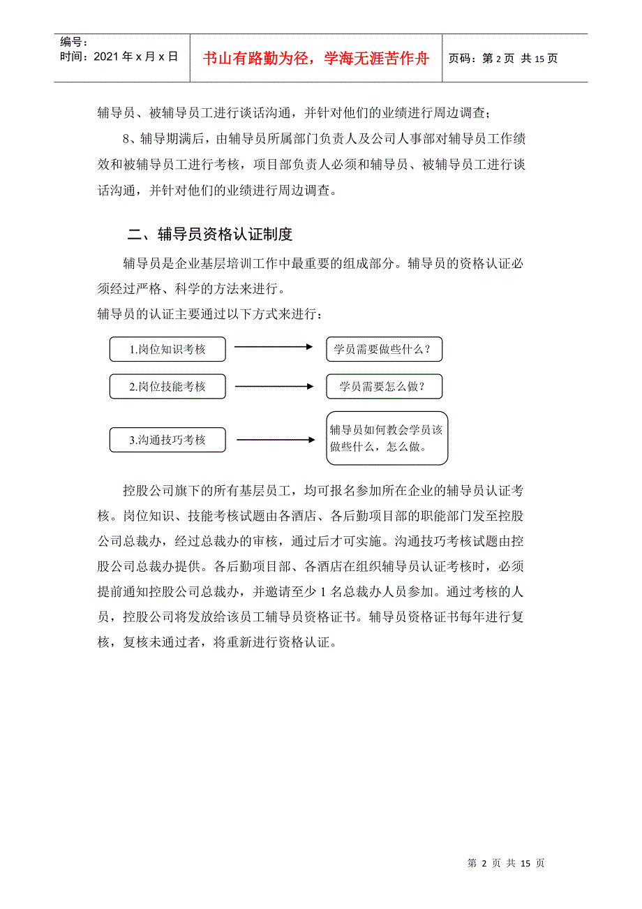 关于《新员工入职辅导管理制度》实施的意见(bd)_第2页