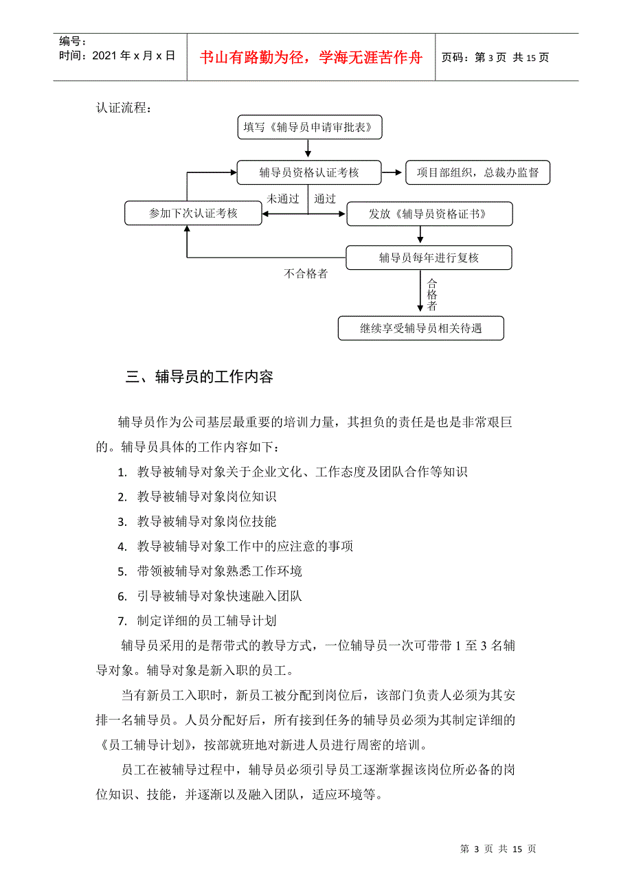 关于《新员工入职辅导管理制度》实施的意见(bd)_第3页